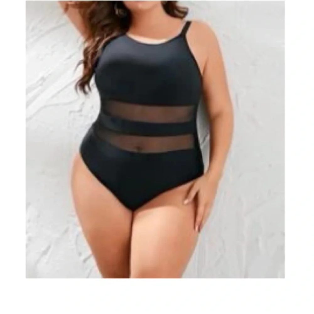 NEW• XL-2X•Soul Sunrise Babe In Black Mesh One Piece Swimsuit - Picture 1 of 13